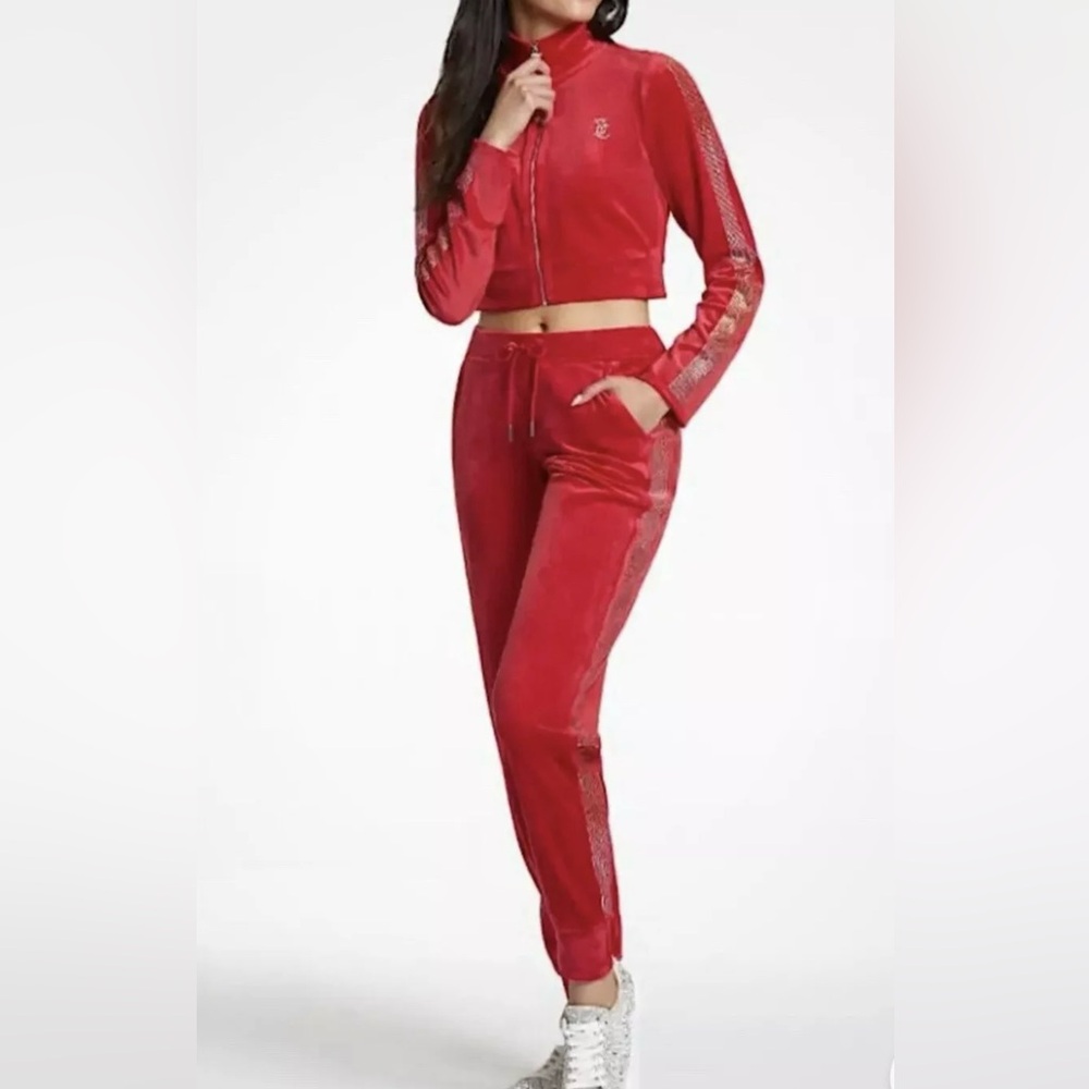 Juicy couture crystals cropped hoodie & velour pant